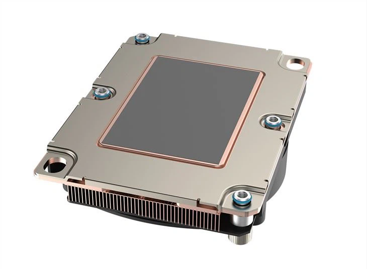 Copper Zipper Fin Vapor Chamber 2U Server Pendingin CPU Aktif Dengan Kipas Untuk LGA3647 Narrow